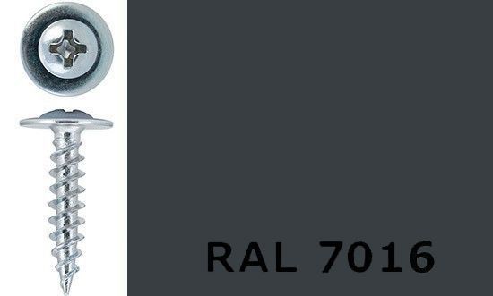 Саморез-клоп острый 4,2х16 окрашенный, RAL 7016 (антрацитово-серый) - фото